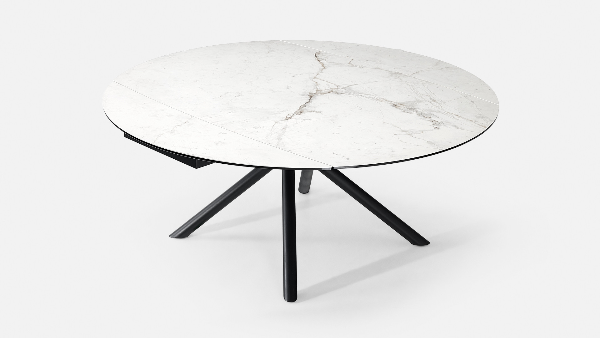 Table extensible STAR, plateau rond céramique, piétement fer