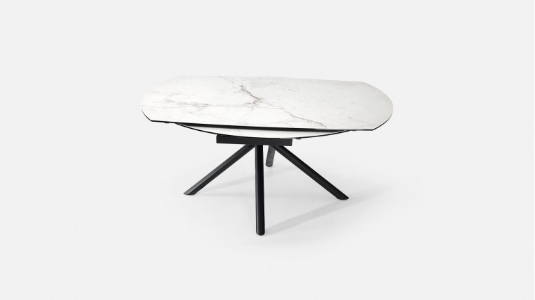 Table extensible STAR, plateau rond céramique, piétement fer