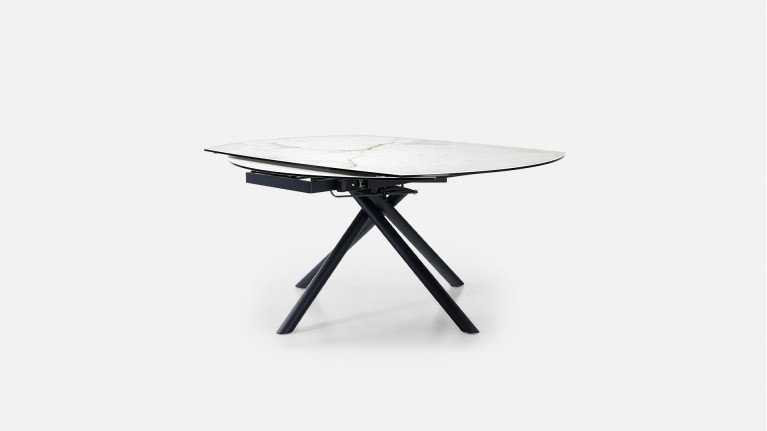 Table extensible STAR, plateau rond céramique, piétement fer