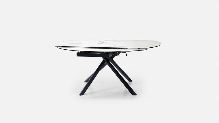 Table extensible STAR, plateau rond céramique, piétement fer
