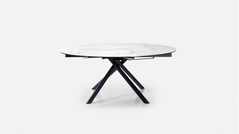 Table extensible STAR, plateau rond céramique, piétement fer