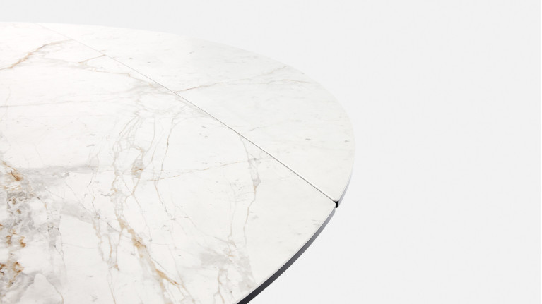 Table extensible STAR, plateau rond céramique, piétement fer