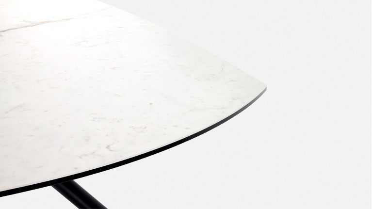 Table extensible STAR, plateau rond céramique, piétement fer