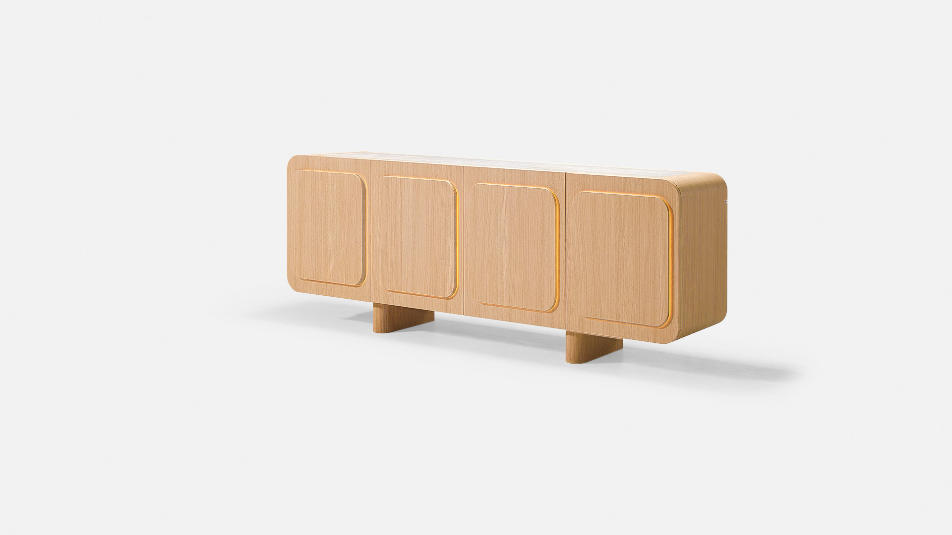 Buffet MINERA bois et placage eucalyptus 4 portes