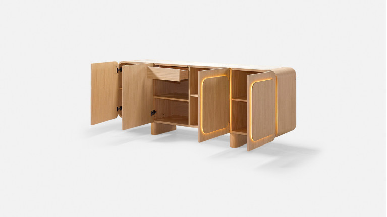 Buffet MINERA bois et placage eucalyptus 4 portes