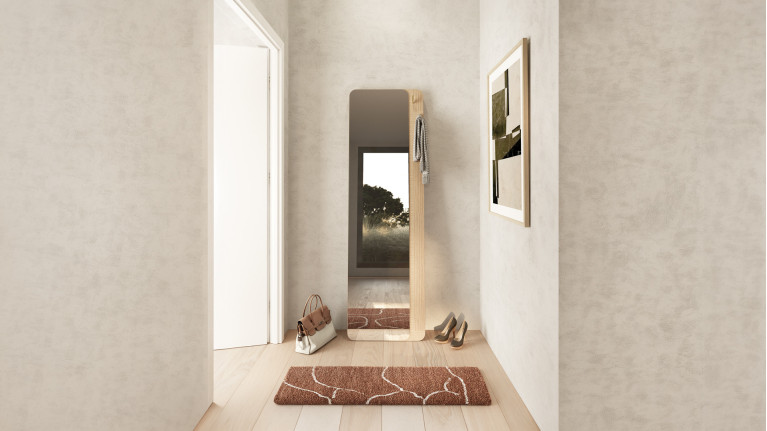 Miroir MAJESTIC, chêne griffé, posé au sol ou fixé au mur