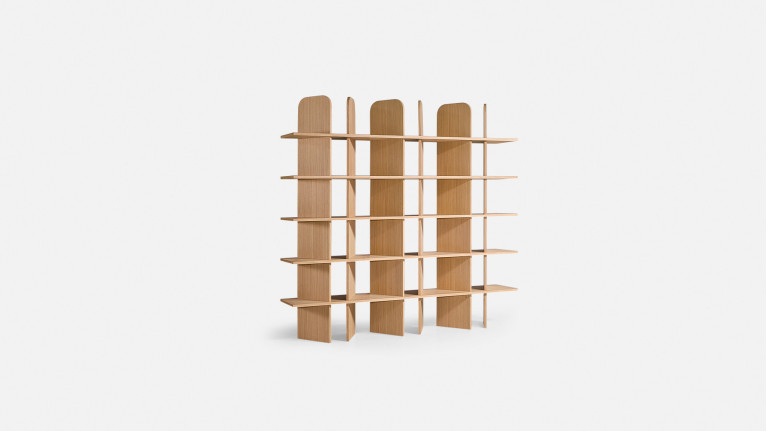 Bibliothèque MINERA bois et placage chêne grand format