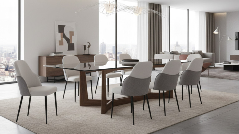 Chaise de salle à manger design italien en tissu, Bump