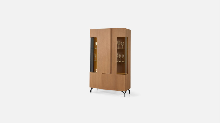 Vitrine JADE en verre fumé et métal