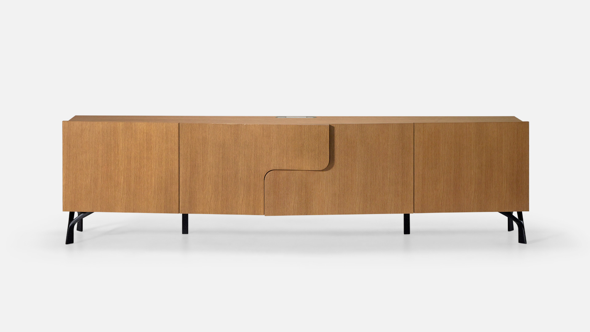 Meuble TV JADE avec rangements intégrés et piètement métal
