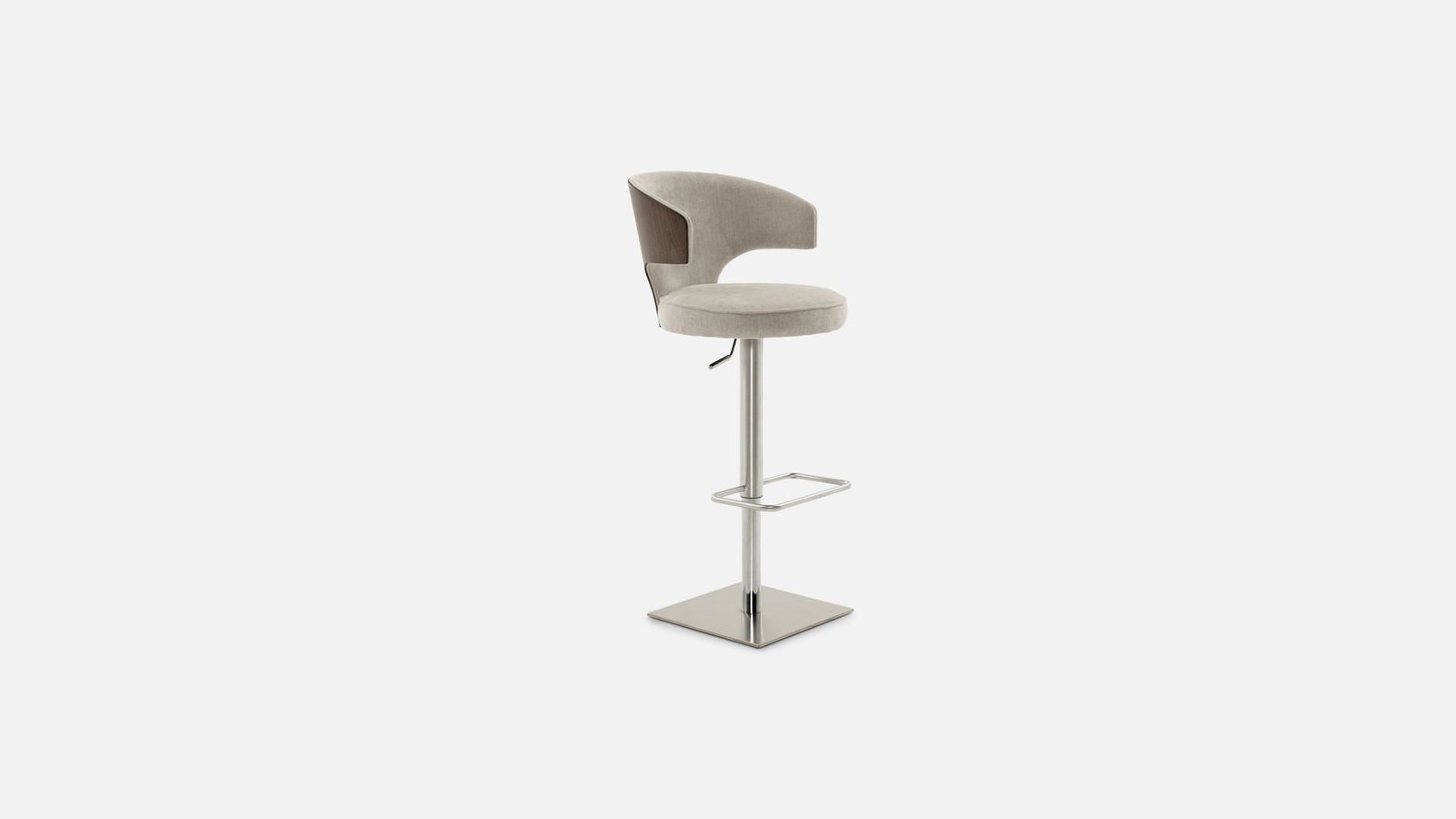 Tabouret de bar BIRDY, pivotant réglable, assise ronde, coque frêne