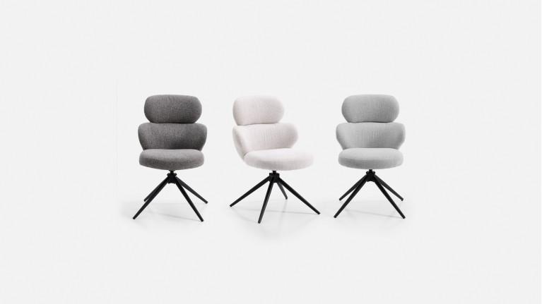 Chaise de salle à manger CALINE, pivotant, tissu bouclette