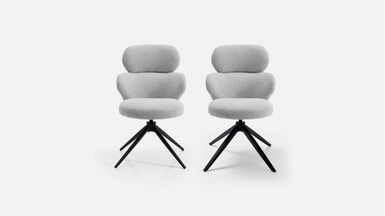 Chaise de salle à manger CALINE, pivotant, tissu bouclette