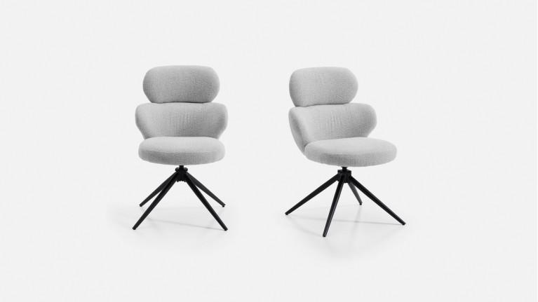 Chaise de salle à manger CALINE, pivotant, tissu bouclette