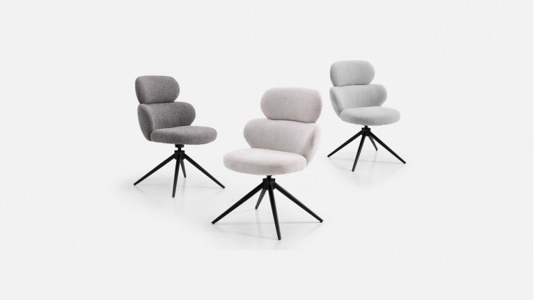 Chaise de salle à manger CALINE, pivotant, tissu bouclette