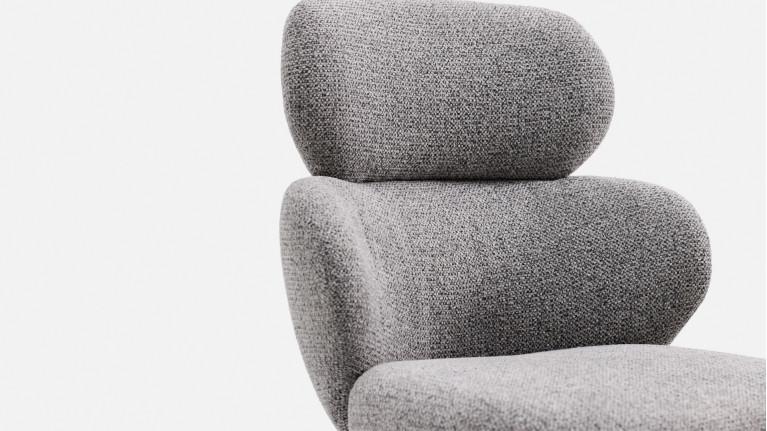 Chaise de salle à manger CALINE, pivotant, tissu bouclette