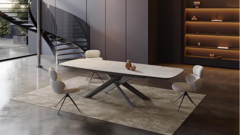 Chaise de salle à manger CALINE, pivotant, tissu bouclette