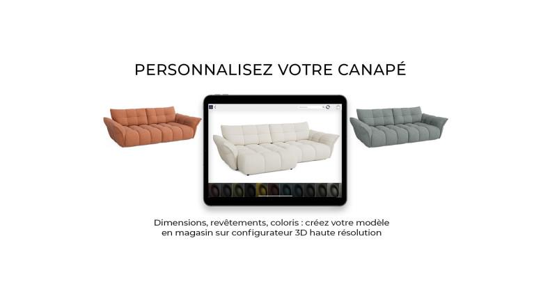 Canapé droit TINO, matelassage graphique en tissu