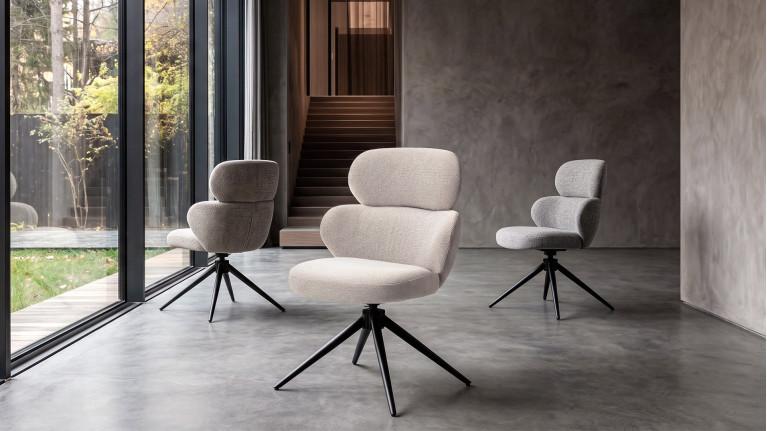 Chaise de salle à manger CALINE, pivotant, tissu bouclette